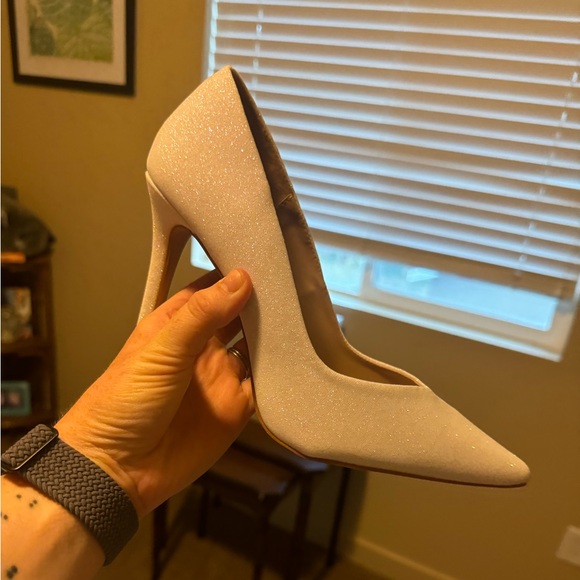 BRAND NEW still in box white/iridescent glitter high heels - Picture 3 of 3